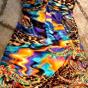 Spaghetti strap halter fit & flare dress